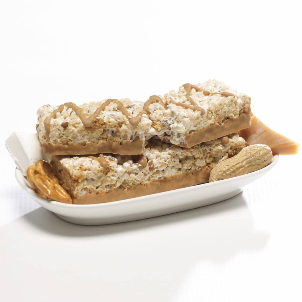 Toffee pretzel peanut bar in a plate