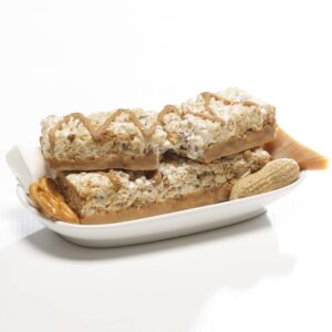 Toffee pretzel peanut bar in a plate
