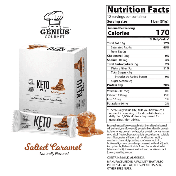 Barres protéinées Keto Caramel Salé (12 unités)