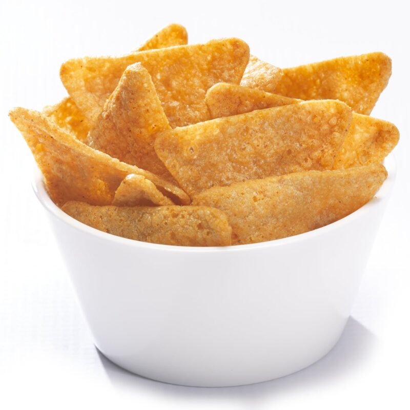 Nacho cheese chips in a bowl