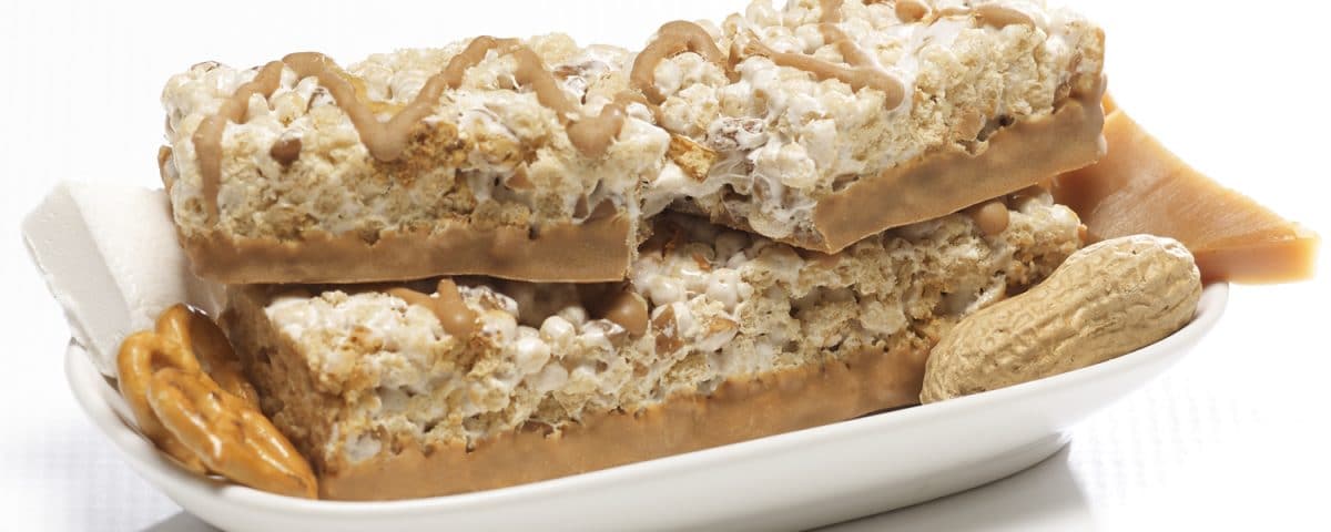 Toffee pretzel peanut bar in a plate