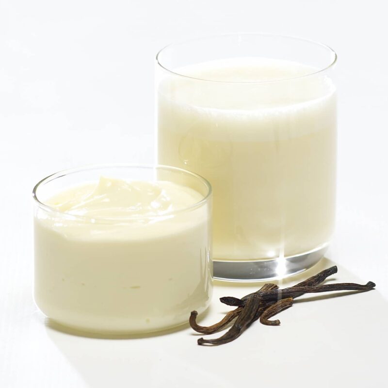 Vanilla shake pudding mix in a glass