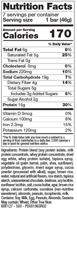 Valeur nutritive des barres protéinées choco-oh-la-la