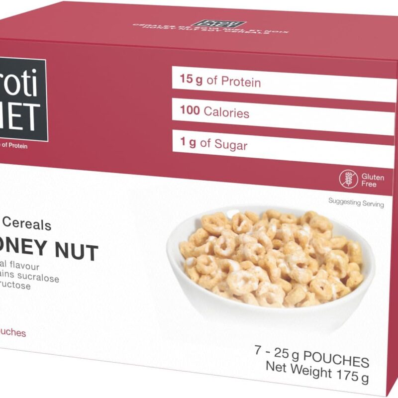 Céréales protéinées miel et noix Protidiet – céréales de soya, boîte de 7 sachets