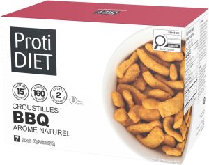 Croustilles protéinées BBQ Protidiet – boîte de 7 sachets