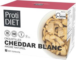 Croustilles protéinées cheddar blanc Protidiet – boîte de 7 sachets