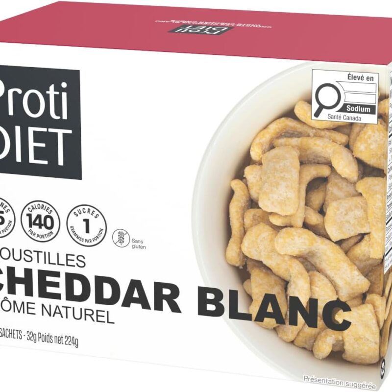Croustilles protéinées cheddar blanc Protidiet – boîte de 7 sachets
